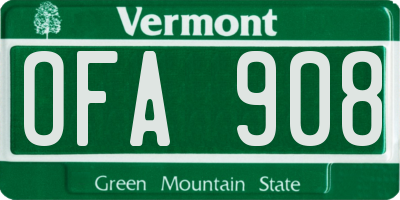 VT license plate OFA908
