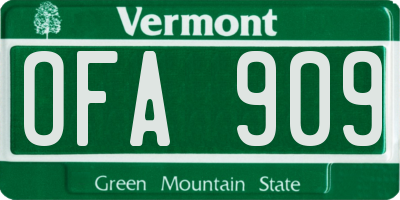VT license plate OFA909