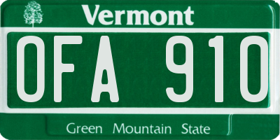 VT license plate OFA910