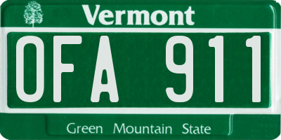 VT license plate OFA911