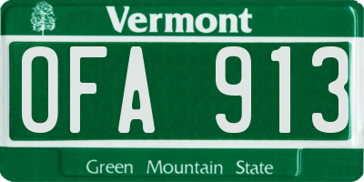 VT license plate OFA913