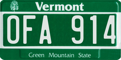 VT license plate OFA914
