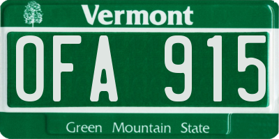 VT license plate OFA915