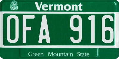 VT license plate OFA916