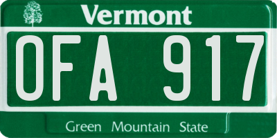 VT license plate OFA917