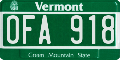 VT license plate OFA918