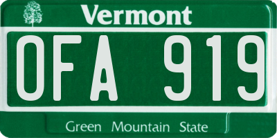 VT license plate OFA919