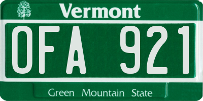 VT license plate OFA921