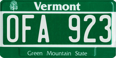 VT license plate OFA923