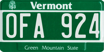VT license plate OFA924