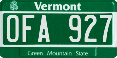 VT license plate OFA927