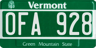 VT license plate OFA928