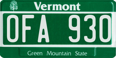 VT license plate OFA930