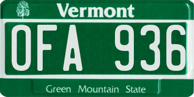 VT license plate OFA936