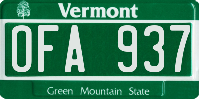 VT license plate OFA937