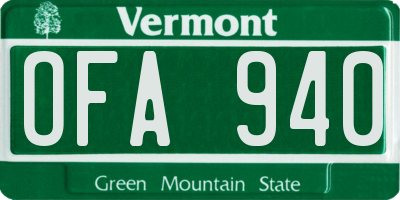 VT license plate OFA940
