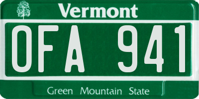 VT license plate OFA941