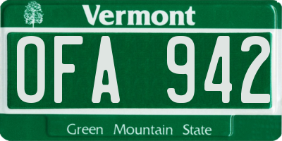 VT license plate OFA942