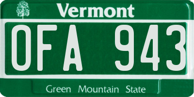 VT license plate OFA943