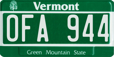 VT license plate OFA944