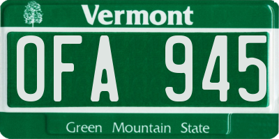 VT license plate OFA945