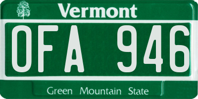 VT license plate OFA946
