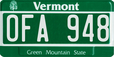 VT license plate OFA948