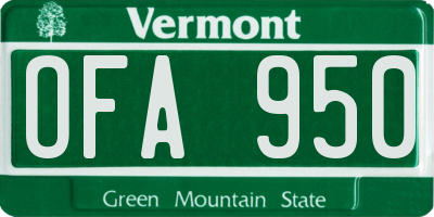 VT license plate OFA950