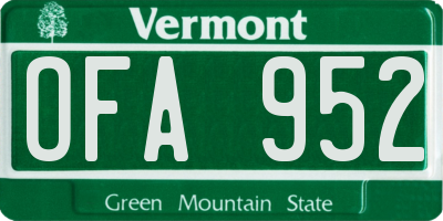 VT license plate OFA952