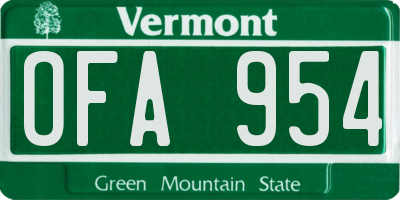 VT license plate OFA954