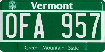 VT license plate OFA957