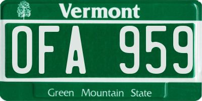VT license plate OFA959