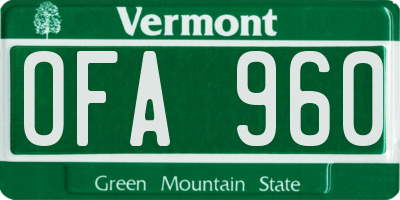 VT license plate OFA960