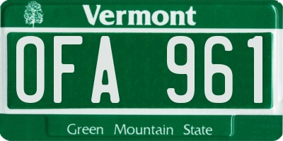 VT license plate OFA961