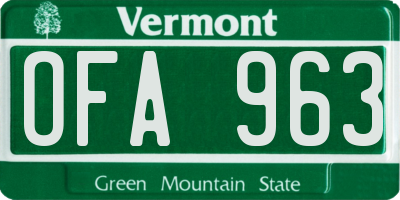 VT license plate OFA963