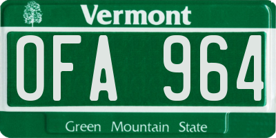 VT license plate OFA964