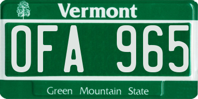 VT license plate OFA965