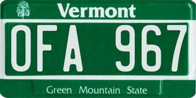 VT license plate OFA967