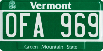 VT license plate OFA969