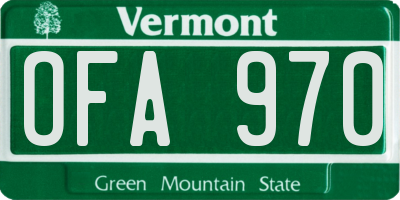 VT license plate OFA970