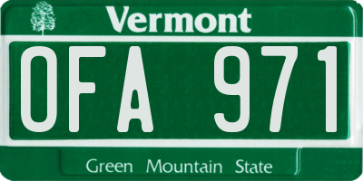 VT license plate OFA971