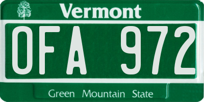 VT license plate OFA972