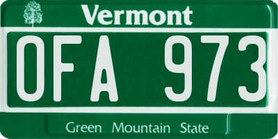VT license plate OFA973