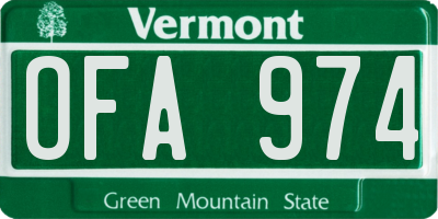 VT license plate OFA974