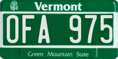 VT license plate OFA975