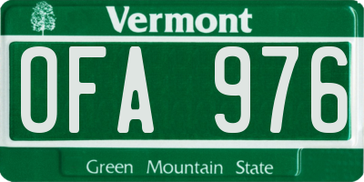VT license plate OFA976
