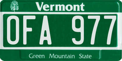 VT license plate OFA977