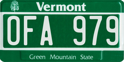 VT license plate OFA979