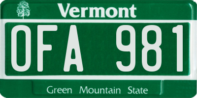 VT license plate OFA981