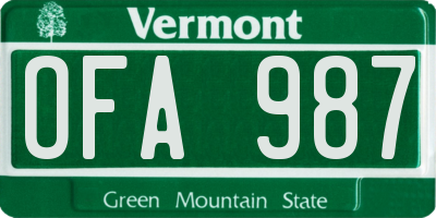 VT license plate OFA987